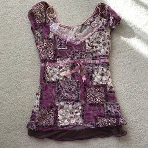 Purple lace shirt XS